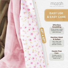Mozah Organic Muslin Swaddle Blanket olive pack, soft fabric for all day use.