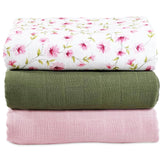 Mozah Organic Muslin Swaddle Blanket pink pack, breathable fabric for newborn comfort.