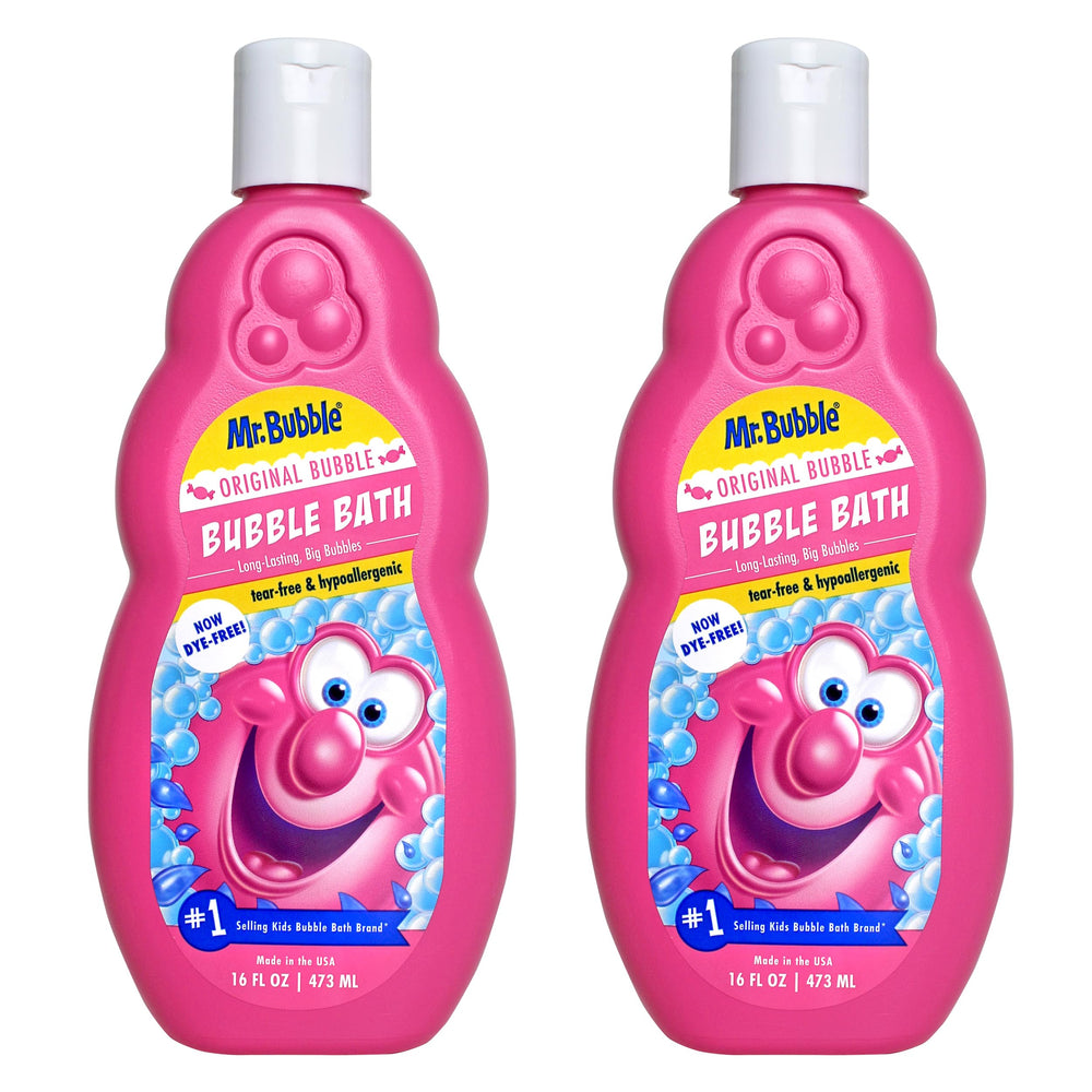Mr. Bubble Original Bubble Bath bottle with large bubbles for family fun.