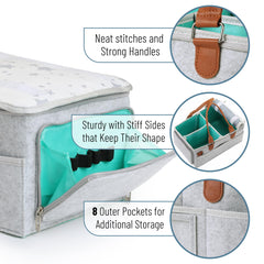 Mr. Pen diaper caddy with leather handles adds nursery style