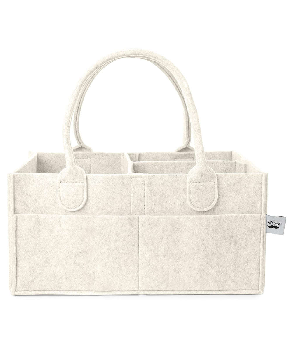 Mr. Pen diaper caddy organizer in beige, keeps diapers neatly organized at a glance