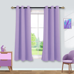 Mrs.Naturall light purple curtains front view, two-panel setup for kids room