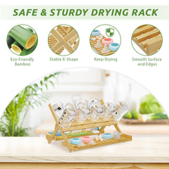 DSVENROLY foldable vertical bamboo rack helps busy counters reduce clutter.