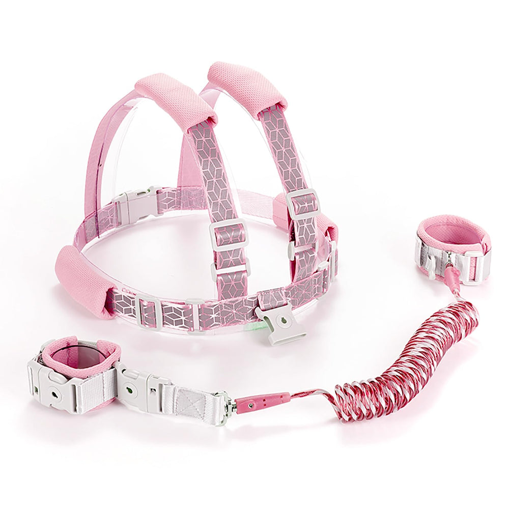 MTOMUYA reflective toddler harness pink front view for high visibility and comfort
