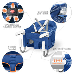 MTWML travel-friendly high chair folded in carry bag for on-the-go feeding