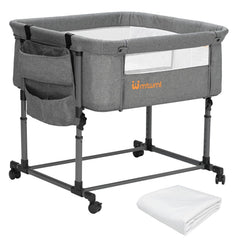 MTWML Twin Bassinet side-by-side setup for twins beside the main bed