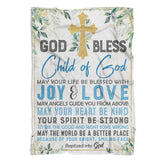 MUCHNEE Baptism Blanket for Boys in blue on crib, soft and vibrant.
