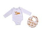 Mud Pie corgi bodysuit front print for all-day baby comfort.