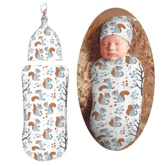 Muishi cute squirrels swaddle blanket close up shows soft fabric for newborn comfort