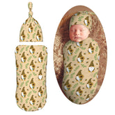Muishi Gnomes Bees Sunflowers swaddle blanket for newborn comfort and coziness.