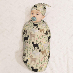 Muishi goats and flowers fabric close-up shows ultra-soft, skin-friendly texture