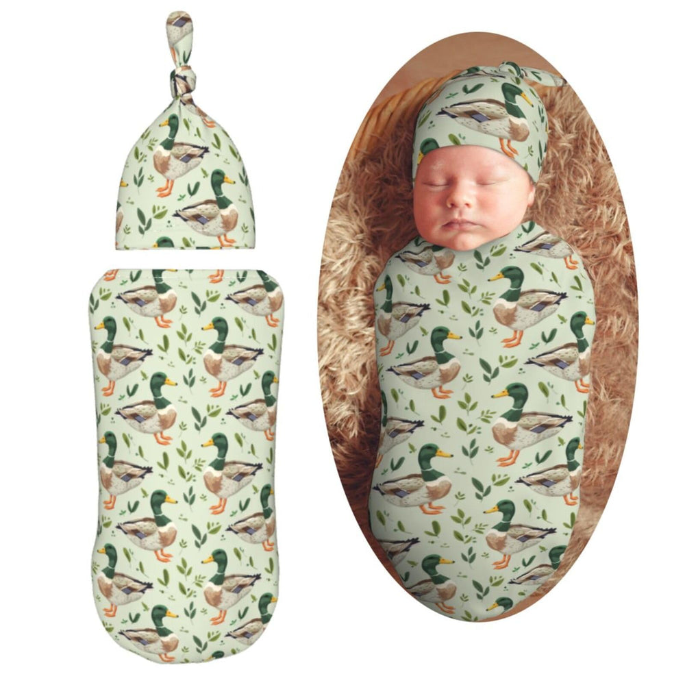 Muishi mallard duck swaddle blanket in cozy fabric for newborn comfort