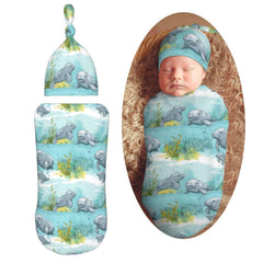 Muishi Ocean Florida Manatee swaddle blanket ready for calm daytime snuggles and peaceful sleep