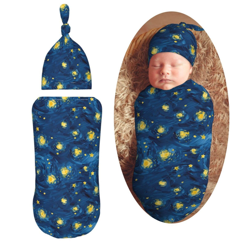 Muishi Star and Night newborn swaddle blanket cover with cozy fabric for peaceful sleep.