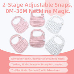 MUKIN six-pack bibs and burp cloths in nursery scene for everyday messes
