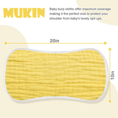 MUKIN burp cloths 20x10 inches provide ample coverage for drool and mess