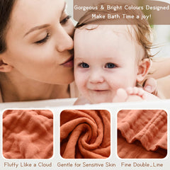 MUKIN brick-orange cloths add cheerful color while staying gentle on baby's skin.