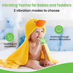 Mukoiber USB rechargeable teether highlighted with portable charging convenience.