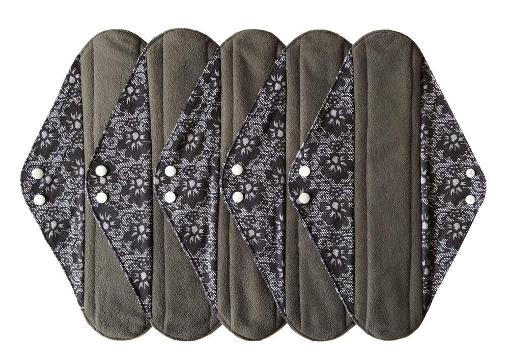 MUMBABY charcoal bamboo overnight pad, left view, for extended protection