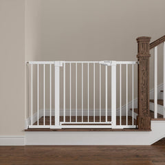 Mumeasy Baby Gate in closed walk-through setup for wide doorways.
