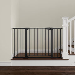 Mumeasy baby gate extra-wide fully installed in doorway for secure passage