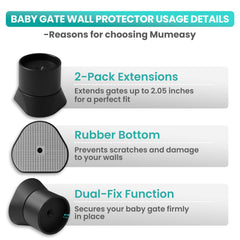 Mumeasy gate protection pads cushion doors and walls during gate contact.