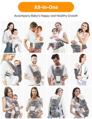 Mumgaroo ergonomic design promotes natural M-position for baby's hips during wear.