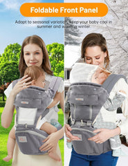 Mumgaroo wide shoulder straps and waist belt distribute weight for comfort.