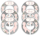 Mumsy Goose nursery closet dividers feature pink llamas and floral motifs for organized outfits.