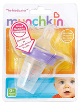 Munchkin Medicator pacifier-style dispenser for gentle liquid medicine dosing.