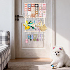 Munzong wall mounted 3 tier organizer protects bows and saves dresser space
