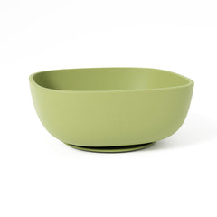 Muqee Peeko baby bowl with suction base in pea pod green for mess-free feeding