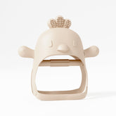Muqee Peeko beige pacifier teether with hand grip aids easy grasp for babies.