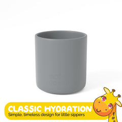 Muqee Peeko silicone toddler cup showing simple grip for small hands