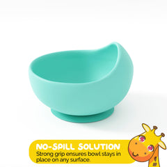 Muqee Peeko raised lip bowl enhances self-feeding confidence