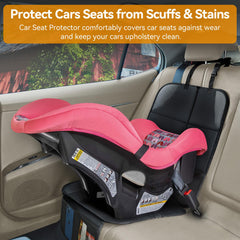 Musclez car seat protector anti-slip backing prevents shifting during travel.