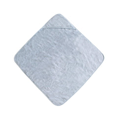 Mushie hooded towel baby blue absorbs water for quick post-bath drying.