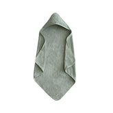 Mushie Baby Hooded Towel Moss close up of organic cotton fibers for softness