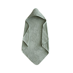 Mushie Baby Hooded Towel Moss close up of organic cotton fibers for softness