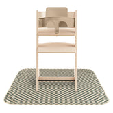 Mushie Baby Splat Mat Olive Check under high chair to catch spills