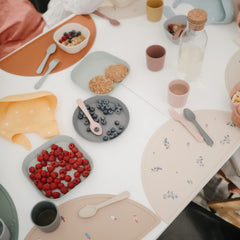 Mushie BPA-free ivory flatware made from polypropylene.