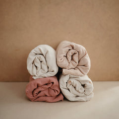Mushie muslin cover fog close-up texture highlights breathable fabric