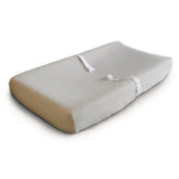 Mushie changing pad cover fog front view for gentle skin comfort