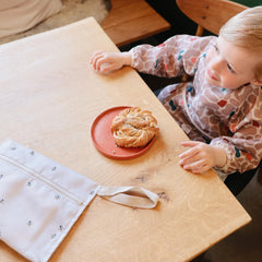 Mushie long sleeve bib designed for 6 to 24 months fit