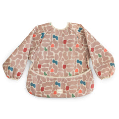 Mushie long sleeve bib water-resistant front view for mess-free meals