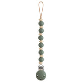 Mushie Luna pacifier clip with 9-inch silicone beads keeps pacifier handy