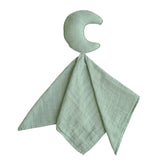 Mushie Moon Security Blanket front view shows soft organic cotton for gentle comfort.