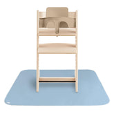 Mushie Splat Mat Tradewinds under high chair protects surfaces during meals