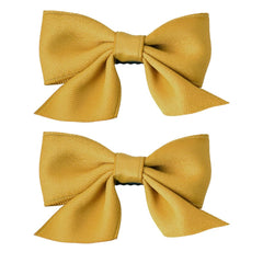 MXXGMYJ toddler yellow bowknot clip, front view, secure grip for fine hair