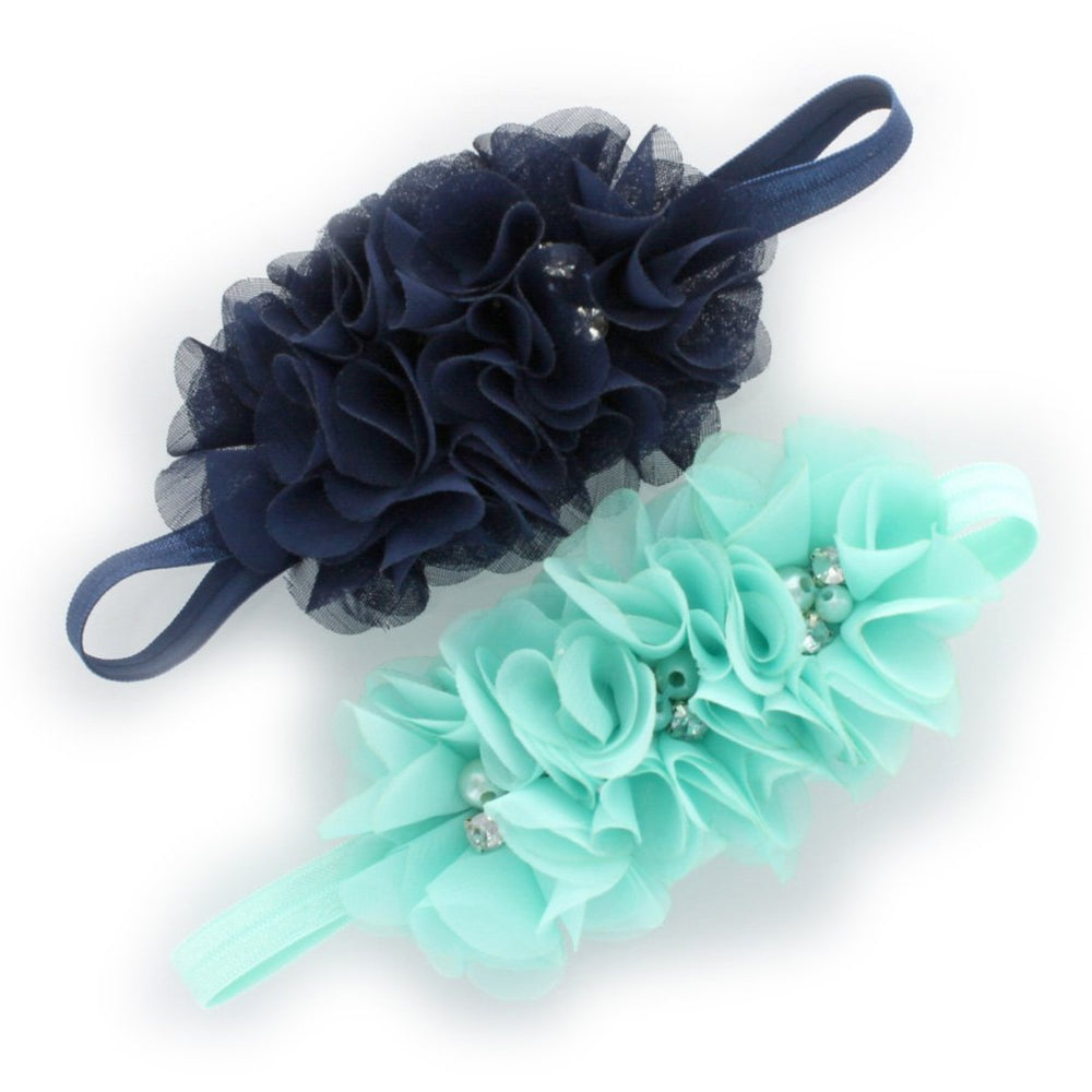 My Lello baby flower headbands two-pack on display card for newborn photography.